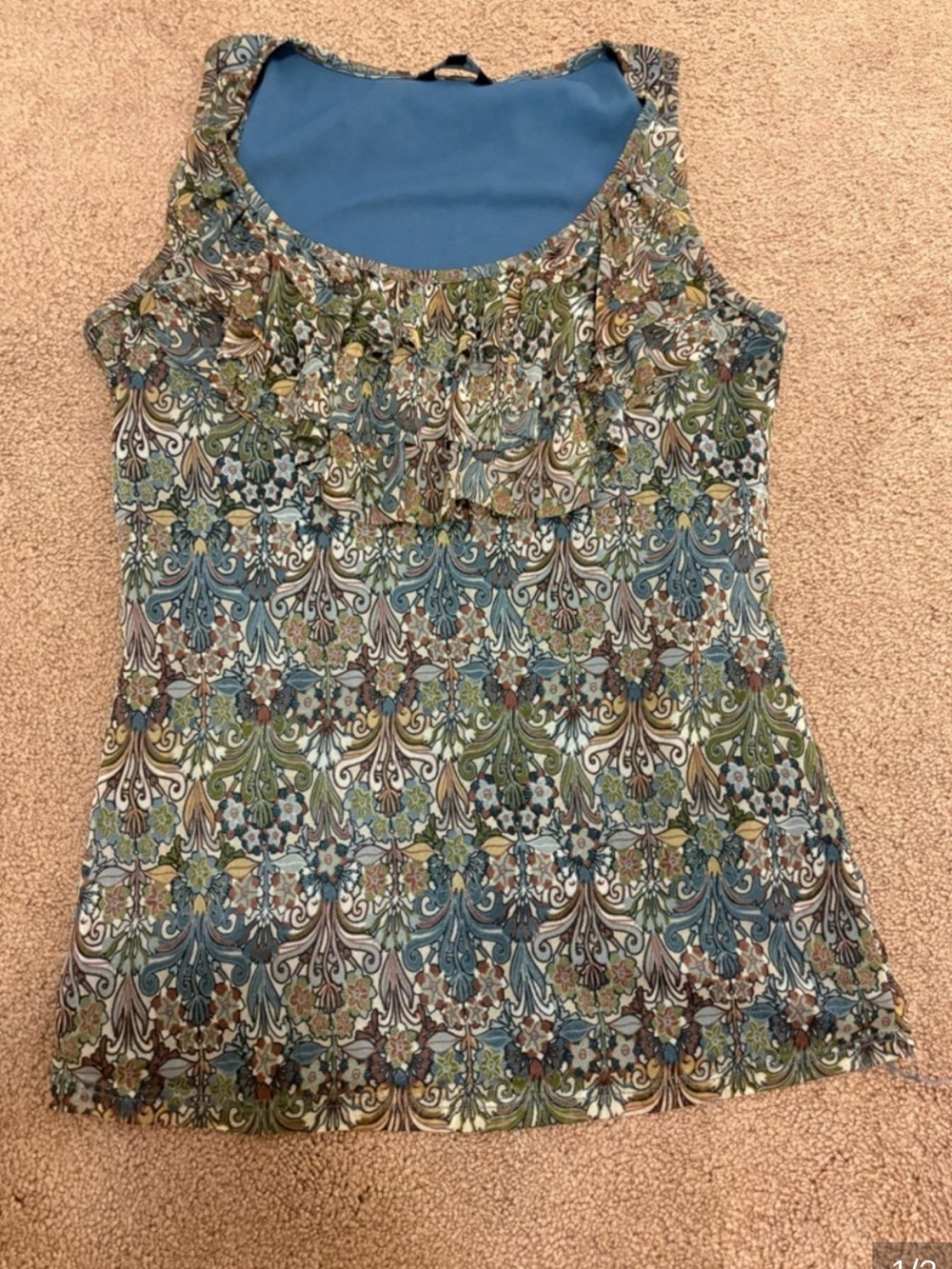 3 for $14 Reitmans Blue Floral Ruffle Sleeveless Top size small